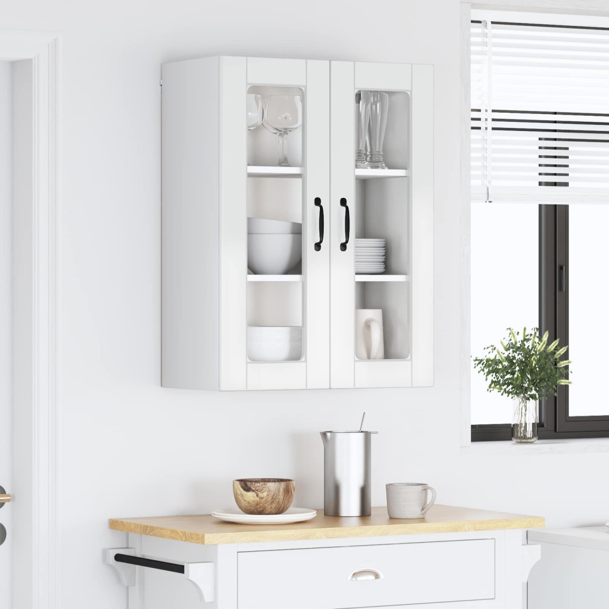 vidaXL Ραφιέρα τοίχου PORTO Υψηλής γυαλάδας λευκό 60 x 31 x 80 εκ.