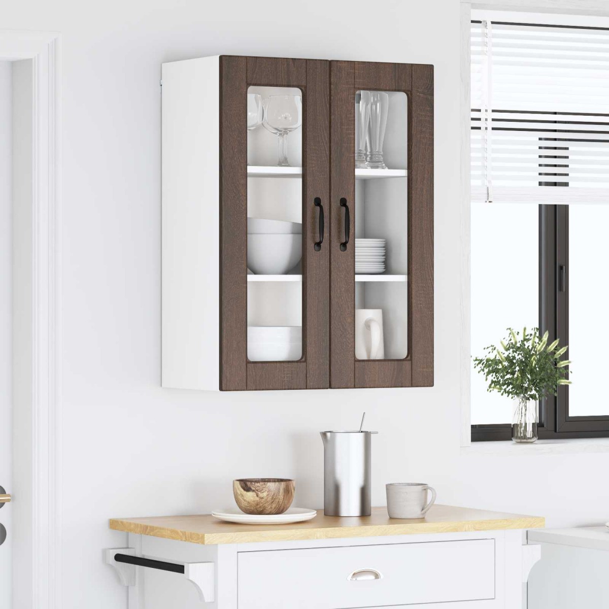 vidaXL Ραφιέρα τοίχου PORTO Καφέ δρυς 60 x 31 x 80 εκ.