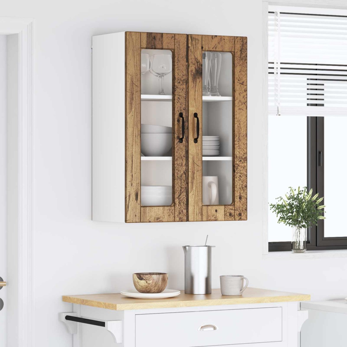 vidaXL Ραφιέρα τοίχου PORTO Παλιό ξύλο 60 x 31 x 80 εκ.
