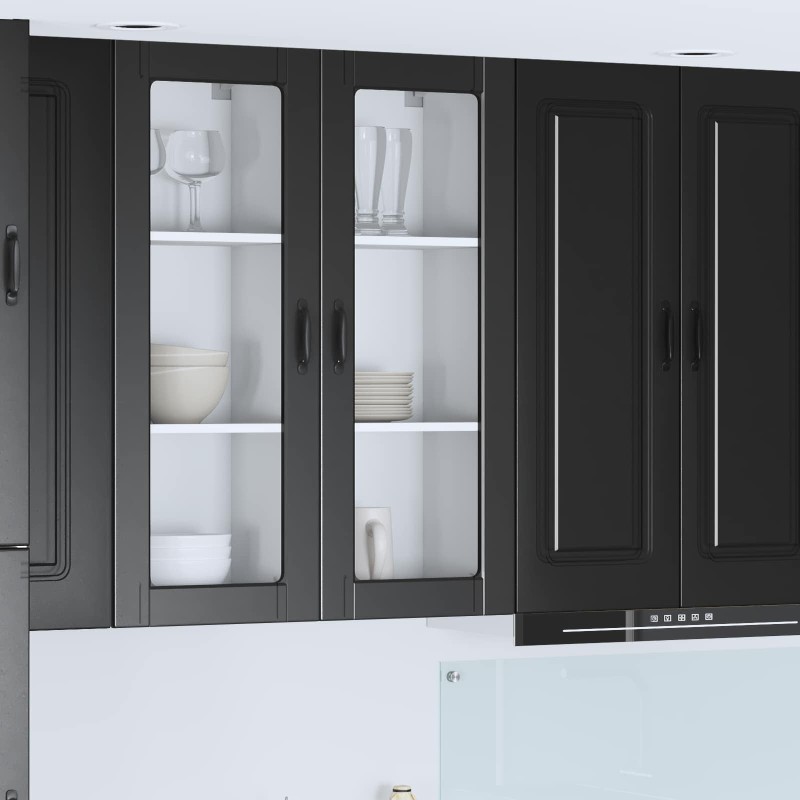 vidaXL Ραφιέρα τοίχου PORTO Μαύρο 40 x 31 x 100 εκ. Επεξεργασμένο Ξύλο