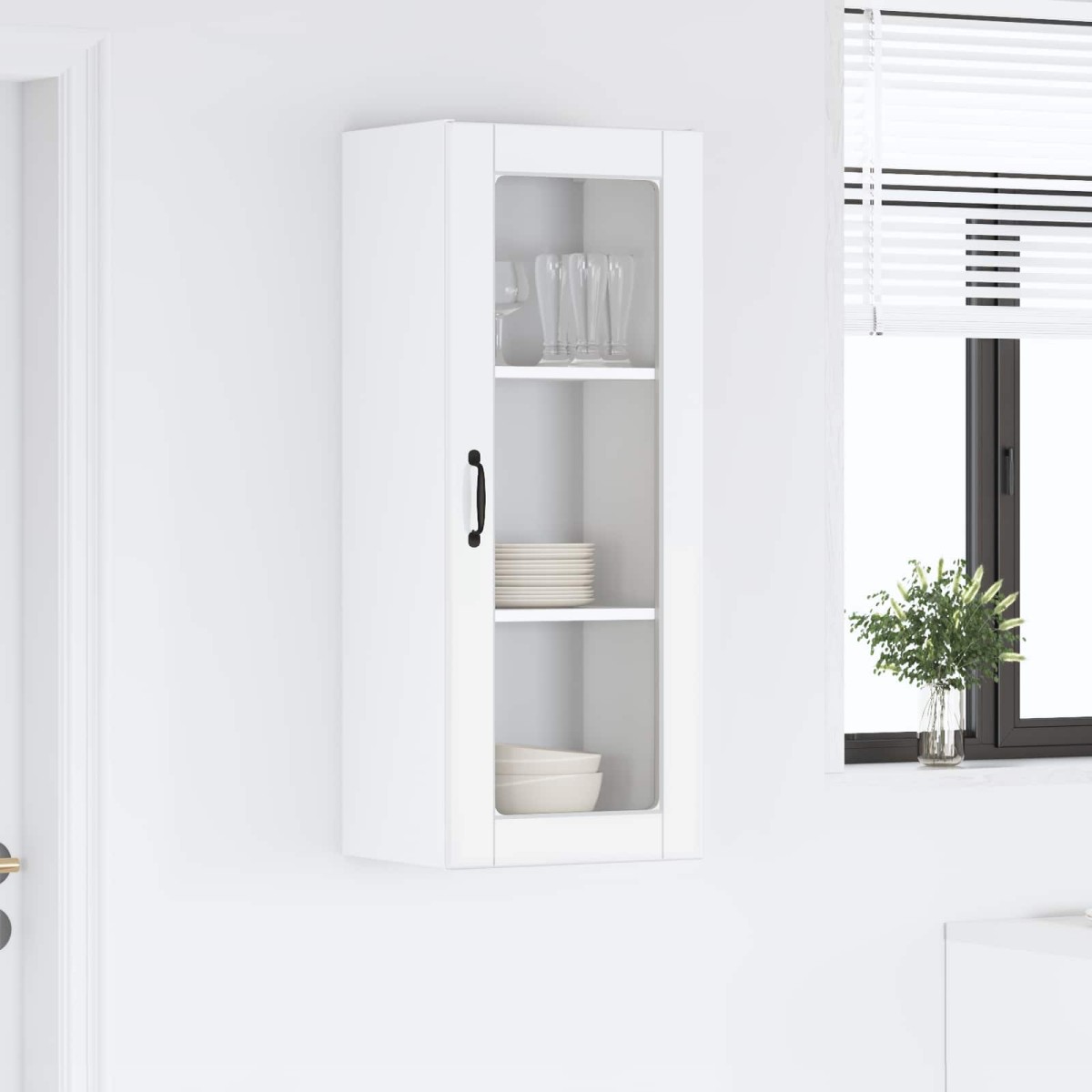 vidaXL Ραφιέρα τοίχου PORTO Υψηλής γυαλάδας λευκό 40 x 31 x 100 εκ.