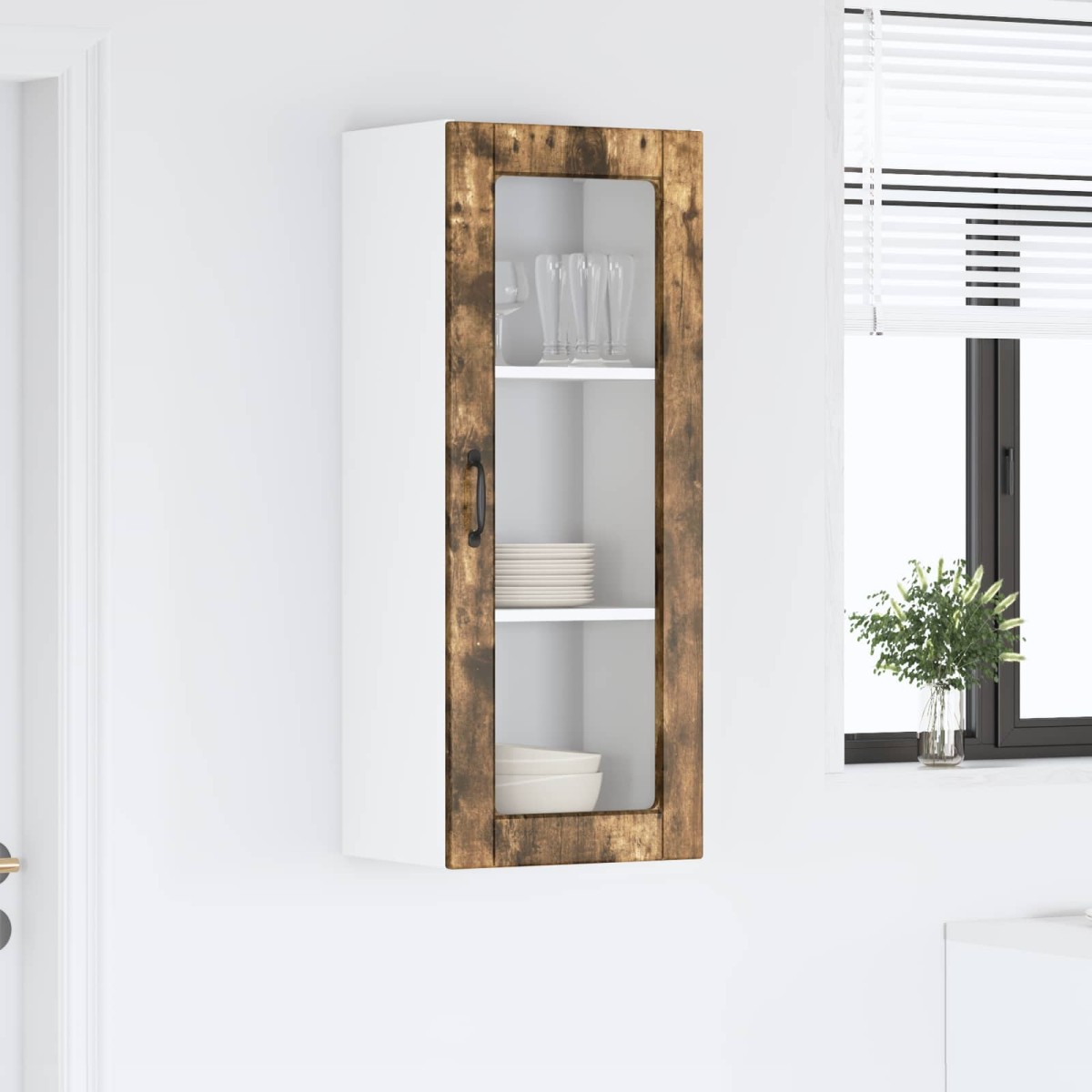 vidaXL Ραφιέρα τοίχου PORTO Καπνιστό Δρύς 40 x 31 x 100 εκ.