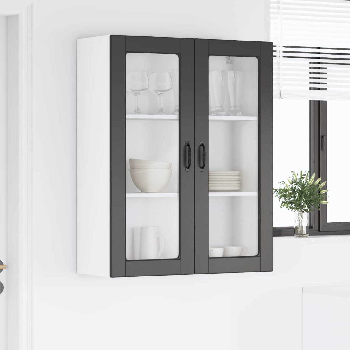 vidaXL Ραφιέρα τοίχου PORTO Μαύρο 80 x 31 x 100 εκ. Επεξεργασμένο Ξύλο