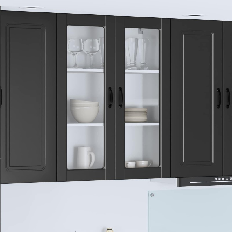 vidaXL Ραφιέρα τοίχου PORTO Μαύρο 80 x 31 x 100 εκ. Επεξεργασμένο Ξύλο