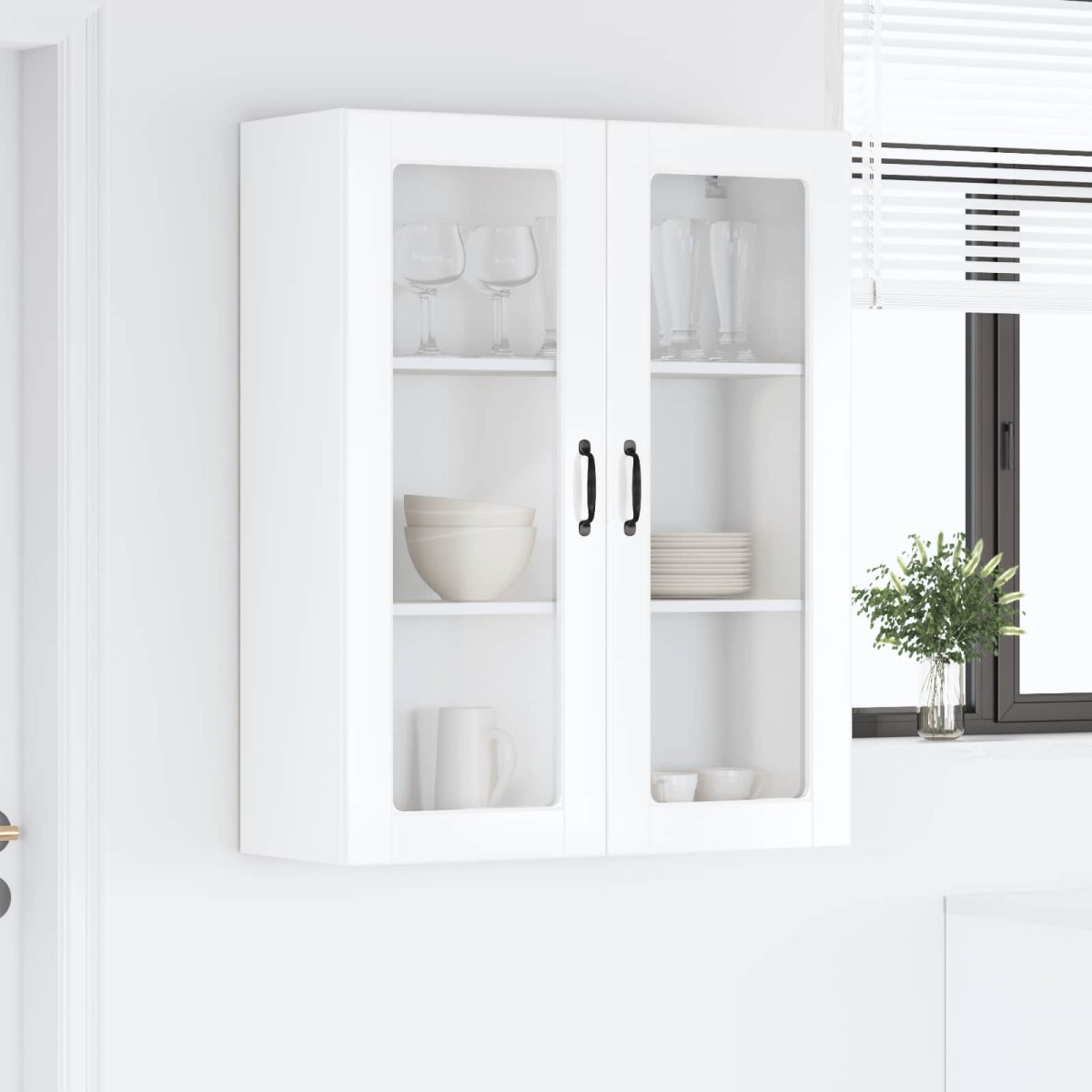 vidaXL Ραφιέρα τοίχου PORTO Υψηλής γυαλάδας λευκό 80 x 31 x 100 εκ.