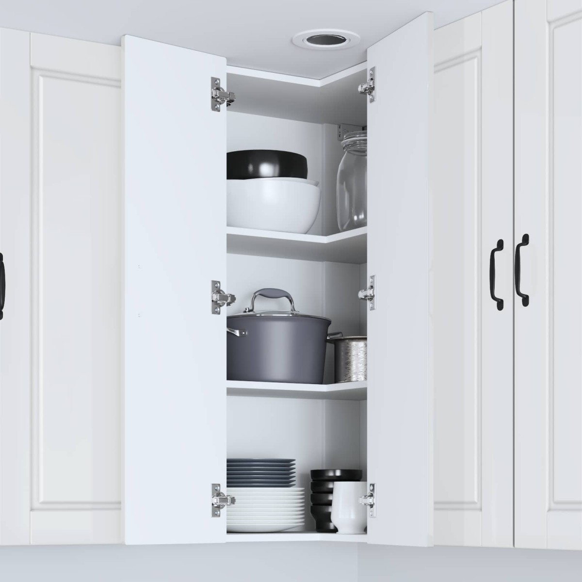 vidaXL Ντουλάπα Γωνίας PORTO Υψηλής γυαλάδας λευκό 57 x 57 x 100 εκ.
