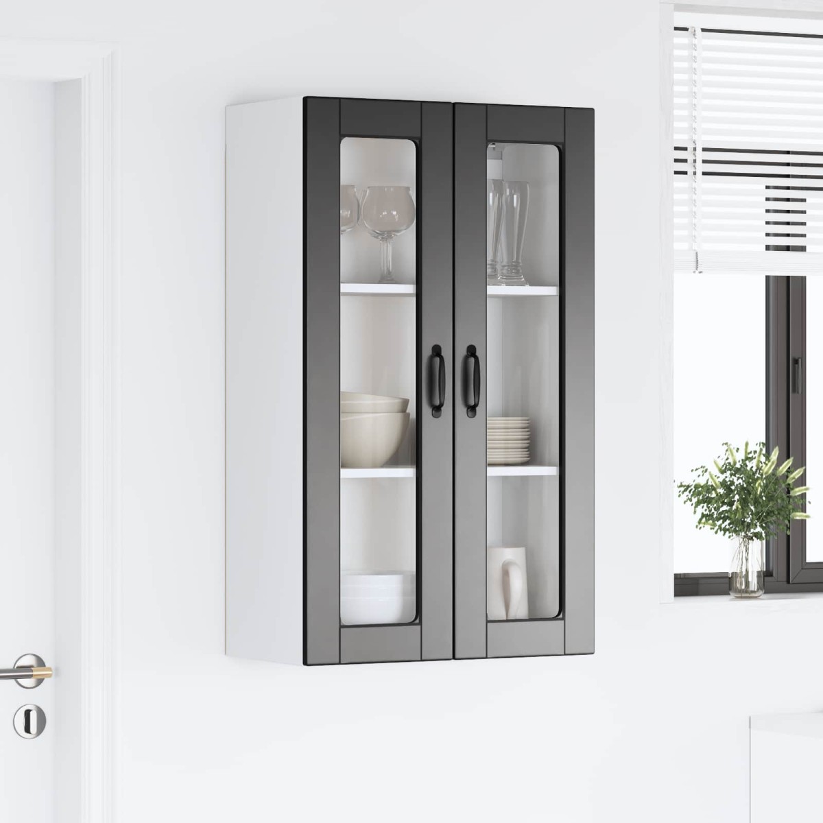 vidaXL Ραφιέρα τοίχου PORTO Μαύρο 60 x 31 x 100 εκ. Επεξεργασμένο Ξύλο