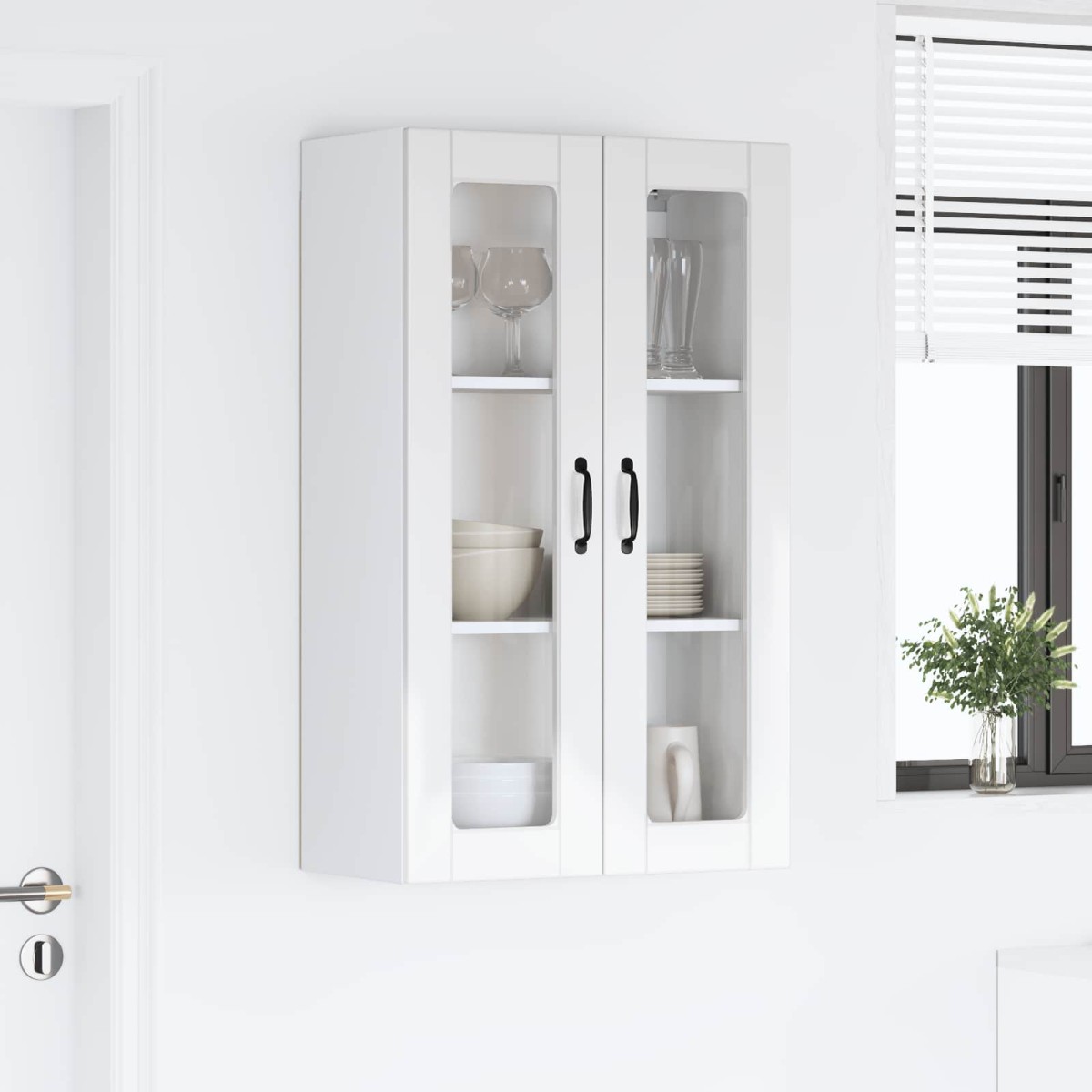 vidaXL Ραφιέρα τοίχου PORTO Υψηλής γυαλάδας λευκό 60 x 31 x 100 εκ.