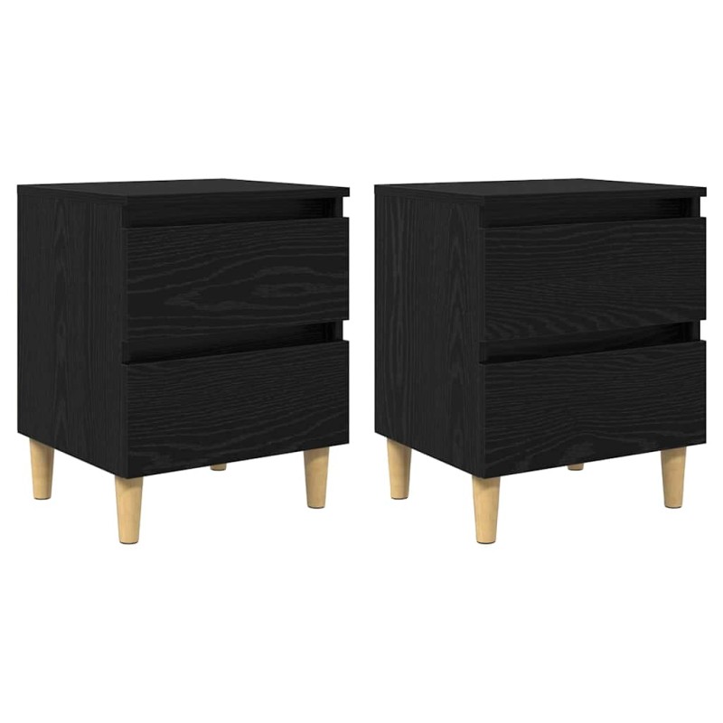 vidaXL Κρεβάτια Ντουλάπες 2 τμχ. Μαύρη Οξυά 40 x 35 x 50 εκ.
