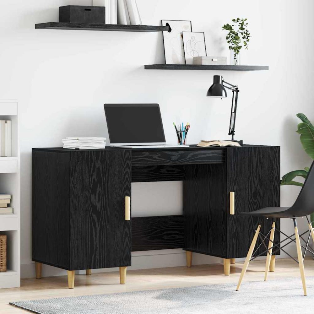 vidaXL Γραφείο Μαύρη Οξυά Επεξεργασμένο Ξύλο 140 x 50 x 75 εκ.
