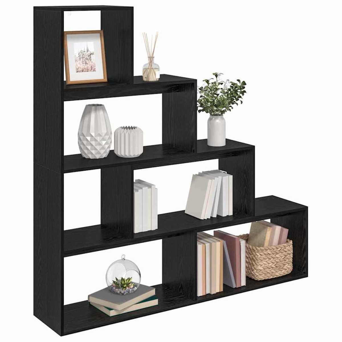 vidaXL Διαχωριστικό Ράφι Δωματίου 143,5 x 29 x 143,5 εκ Μαύρη Οξυά