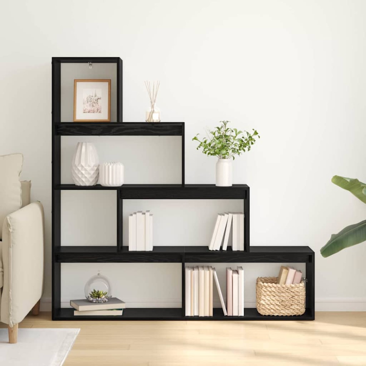 vidaXL Διαχωριστικό Ράφι Δωματίου 143,5 x 29 x 143,5 εκ Μαύρη Οξυά