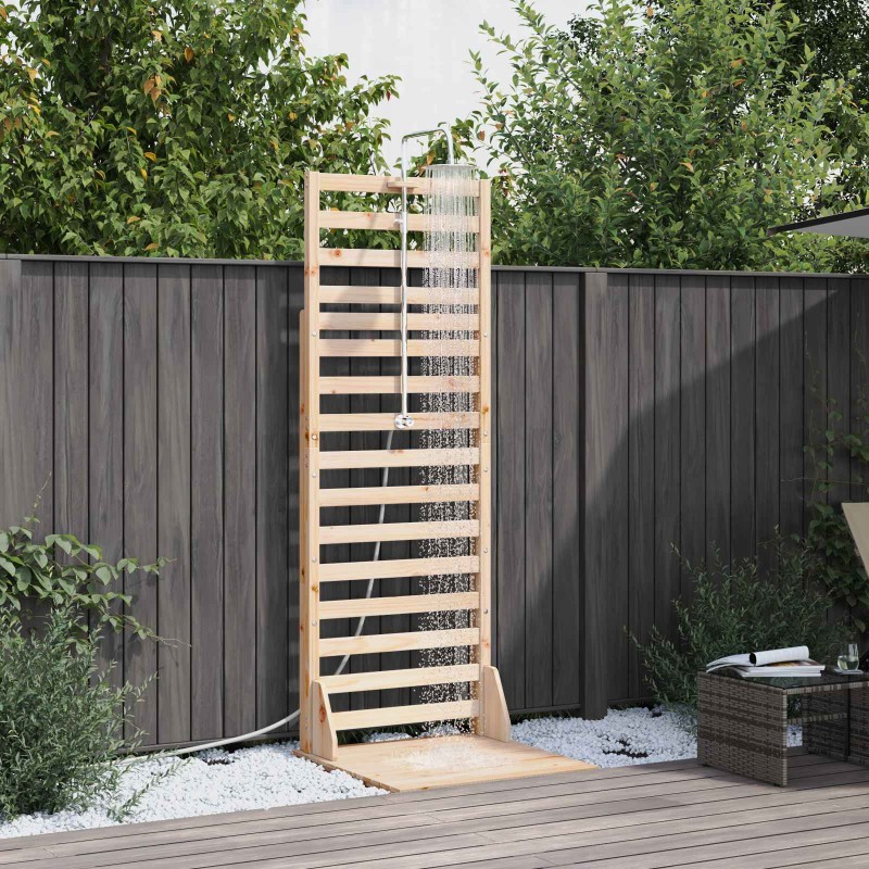 vidaXL Εξωτερικό ντους 225 cm Μασίφ ξύλο πεύκου και ανοξείδωτο ατσάλι