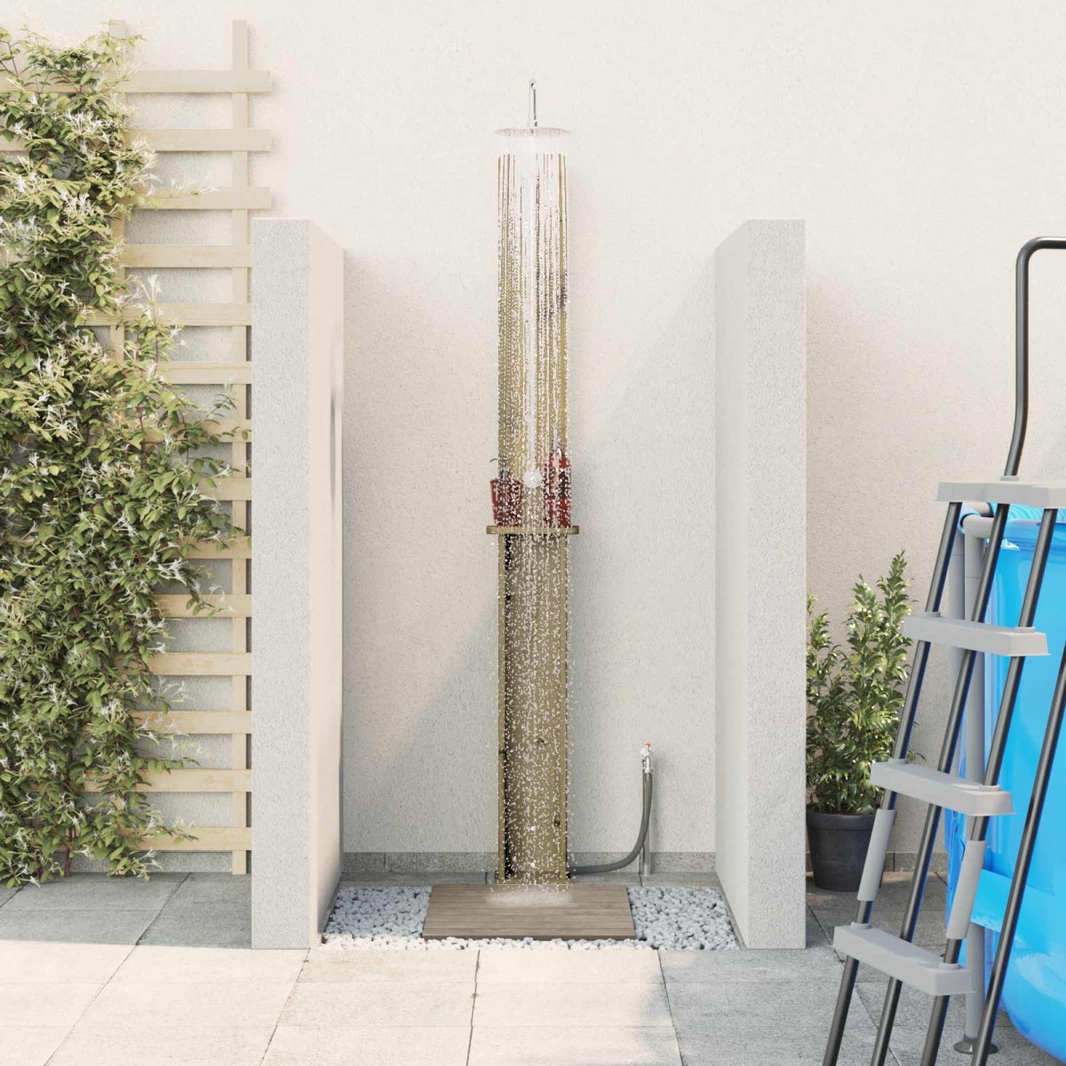 vidaXL Εξωτερικό ντους 246 cm Εμποτισμένο πεύκο και ανοξείδωτο ατσάλι