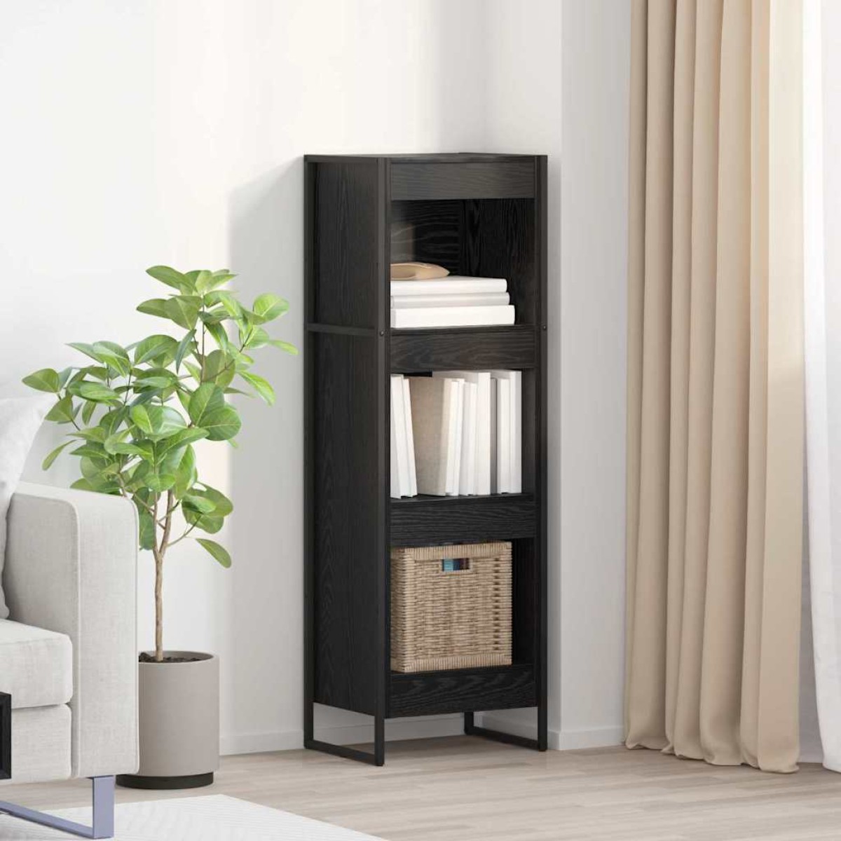 vidaXL Βιβλιοθήκη 40 x 30 x 121 εκ Επεξεργασμένο Ξύλο Μαύρη Οξυά