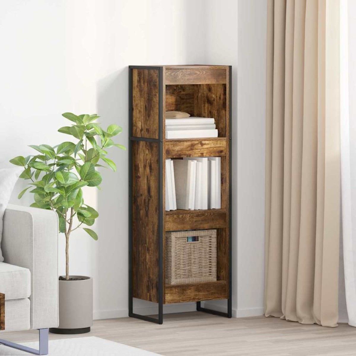 vidaXL Βιβλιοθήκη 40 x 30 x 121 εκ Επεξεργασμένο Ξύλο Καπνιστό Δρύς