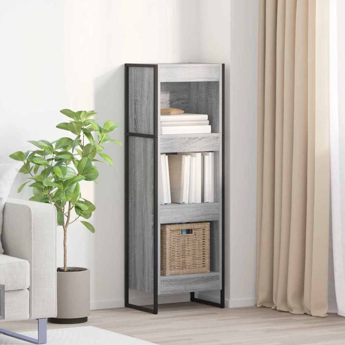 vidaXL Βιβλιοθήκη 40 x 30 x 121 εκ Επεξεργασμένο Ξύλο Γκρίζο Σονομα