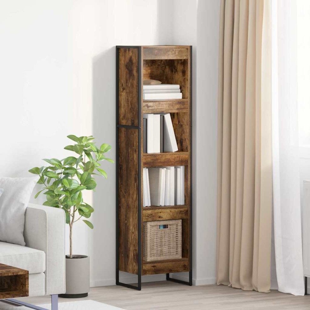vidaXL Βιβλιοθήκη 40 x 30 x 155 εκ Επεξεργασμένο Ξύλο Καπνιστό Δρύς
