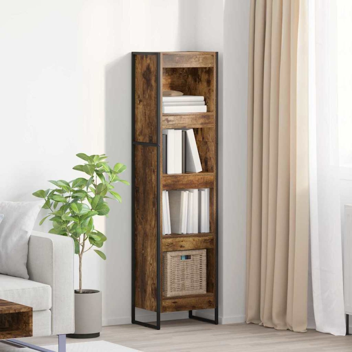 vidaXL Βιβλιοθήκη 40 x 30 x 155 εκ Επεξεργασμένο Ξύλο Καπνιστό Δρύς