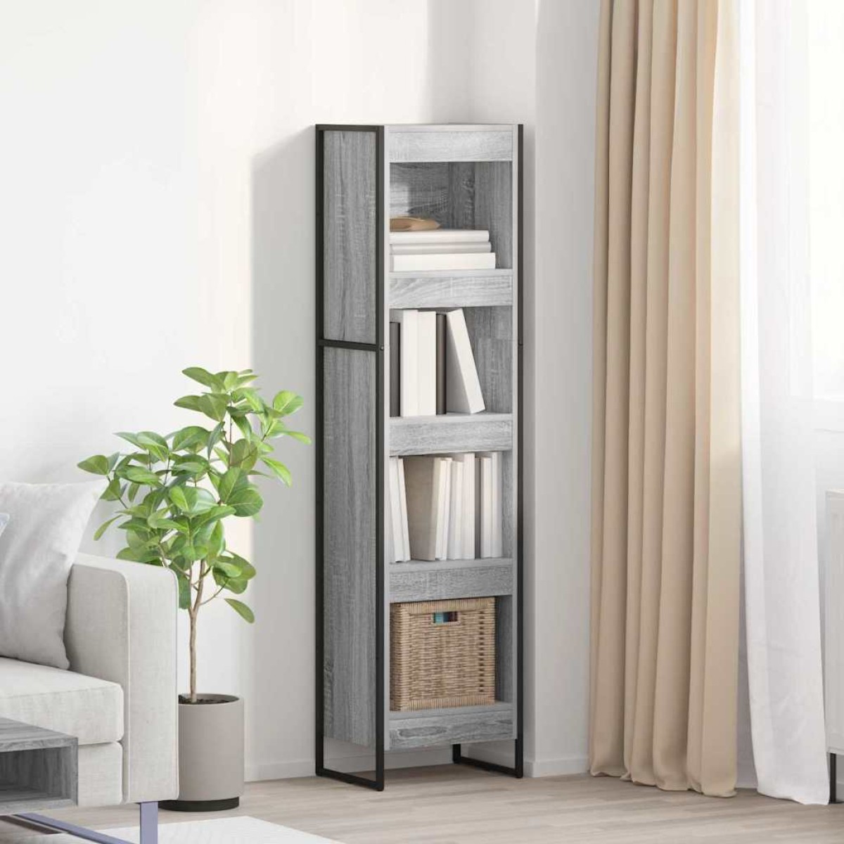 vidaXL Βιβλιοθήκη 40 x 30 x 155 εκ Επεξεργασμένο Ξύλο Γκρίζο Σονομα