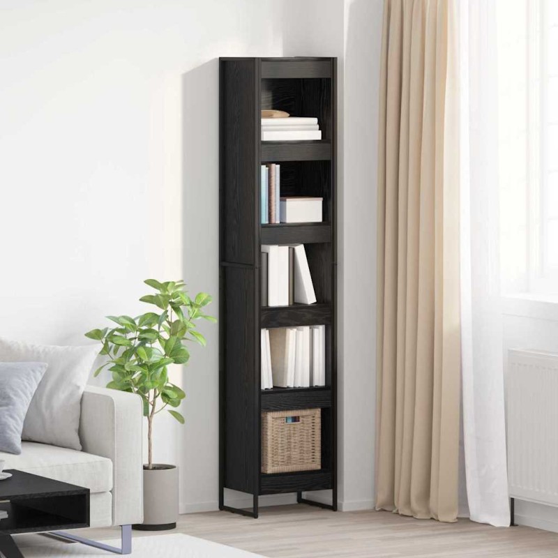 vidaXL Βιβλιοθήκη 40 x 30 x 189,5 εκ Επεξεργασμένο Ξύλο Μαύρη Οξυά