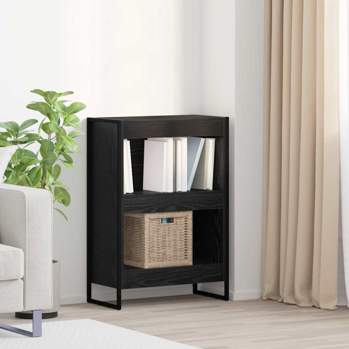 vidaXL Βιβλιοθήκη 60 x 30 x 86,5 εκ Επεξεργασμένο Ξύλο Μαύρη Οξυά
