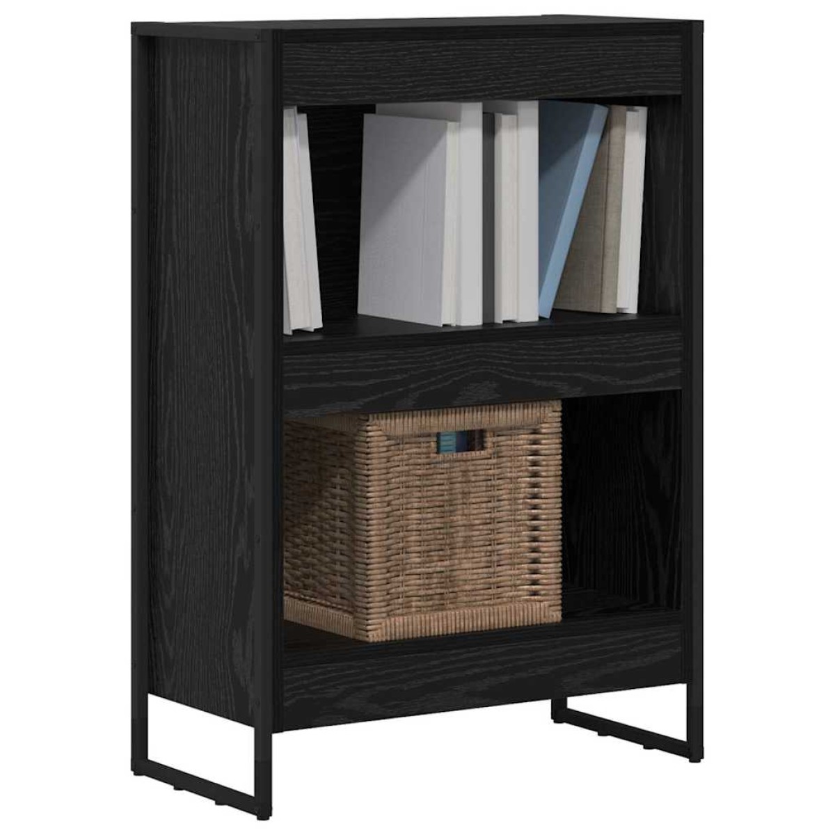 vidaXL Βιβλιοθήκη 60 x 30 x 86,5 εκ Επεξεργασμένο Ξύλο Μαύρη Οξυά