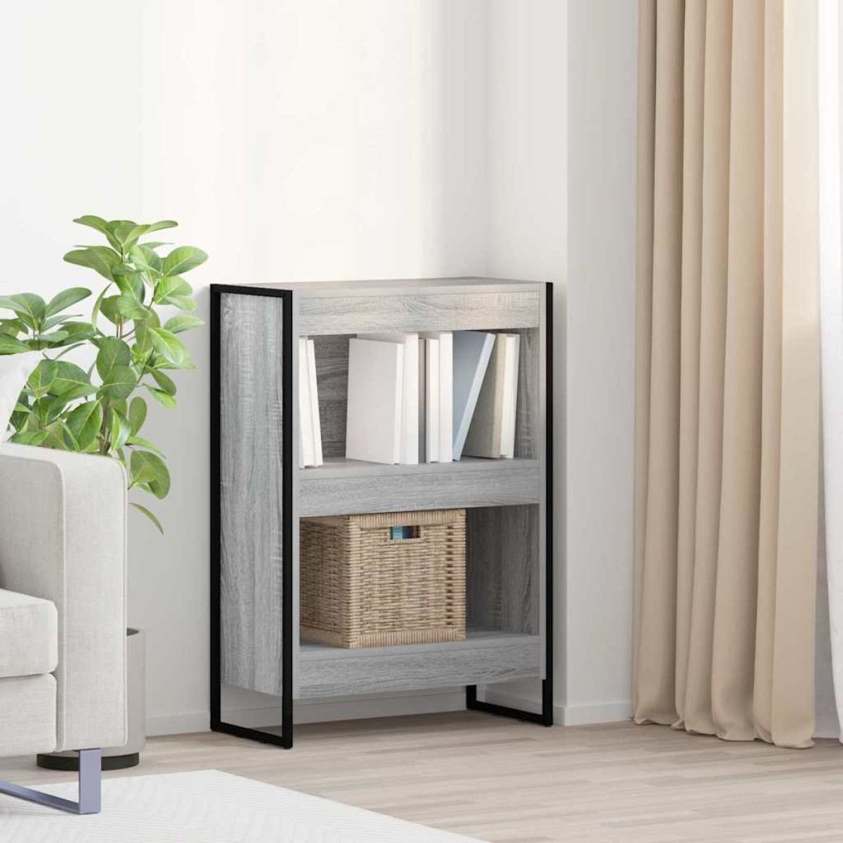 vidaXL Βιβλιοθήκη 60 x 30 x 86,5 εκ Επεξεργασμένο Ξύλο Γκρίζο Σονομα