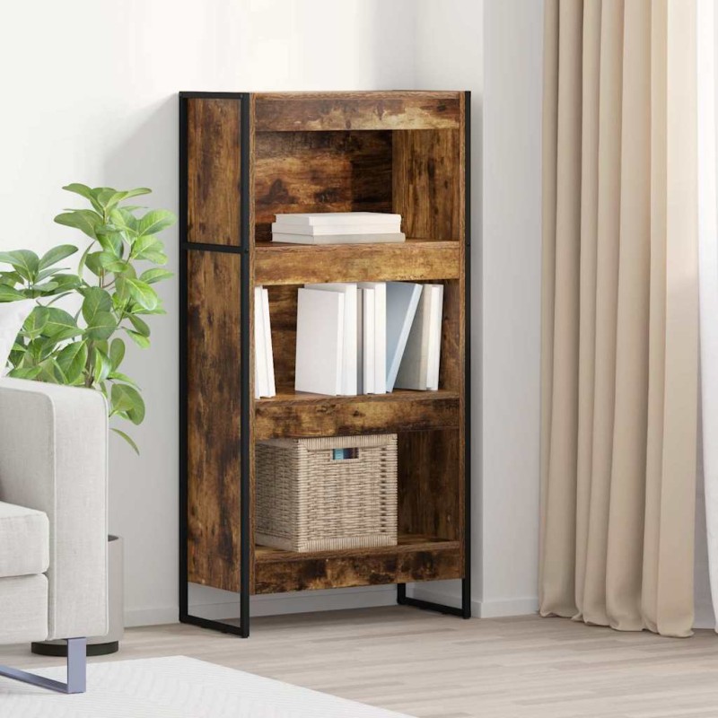vidaXL Βιβλιοθήκη 60 x 30 x 121 εκ Επεξεργασμένο Ξύλο Καπνιστό Δρύς