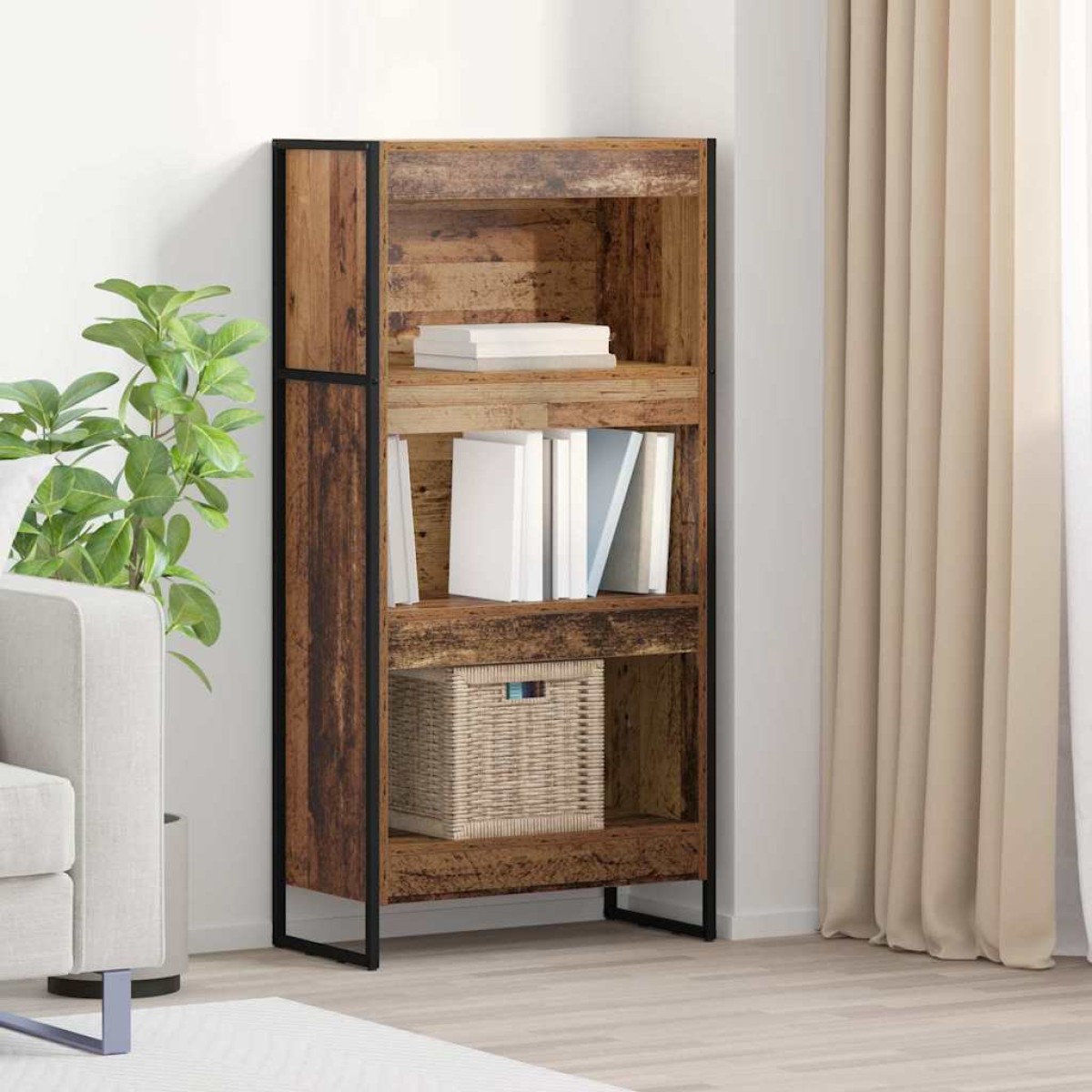 vidaXL Βιβλιοθήκη 60 x 30 x 121 εκ Επεξεργασμένο Ξύλο Παλιό Ξύλο