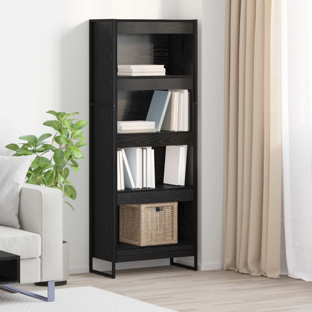 vidaXL Βιβλιοθήκη 60 x 30 x 155 εκ Επεξεργασμένο Ξύλο Μαύρη Οξυά
