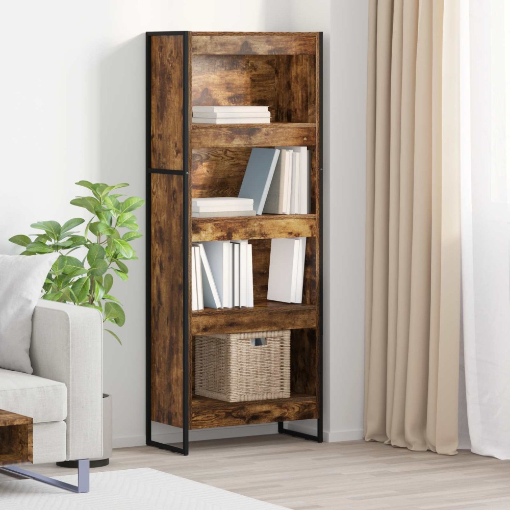 vidaXL Βιβλιοθήκη 60 x 30 x 155 εκ Επεξεργασμένο Ξύλο Καπνιστό Δρύς