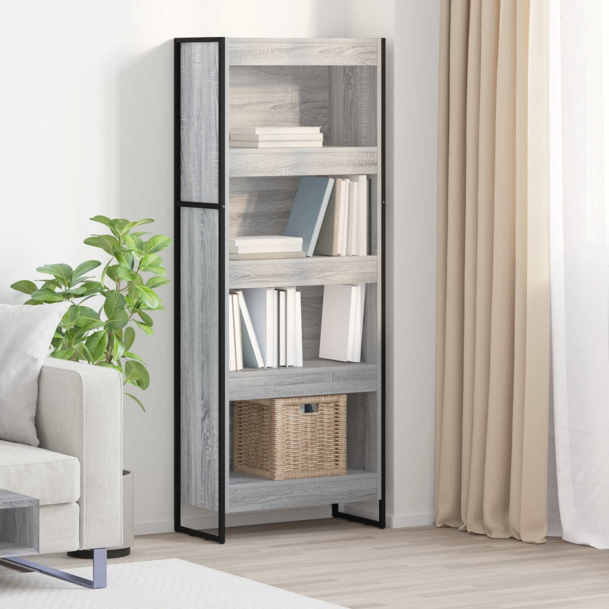 vidaXL Βιβλιοθήκη 60 x 30 x 155 εκ Επεξεργασμένο Ξύλο Γκρίζο Σονομα