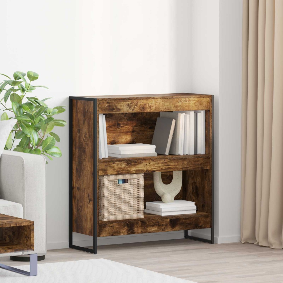 vidaXL Βιβλιοθήκη 80 x 30 x 86,5 εκ Επεξεργασμένο Ξύλο Καπνιστό Δρύς