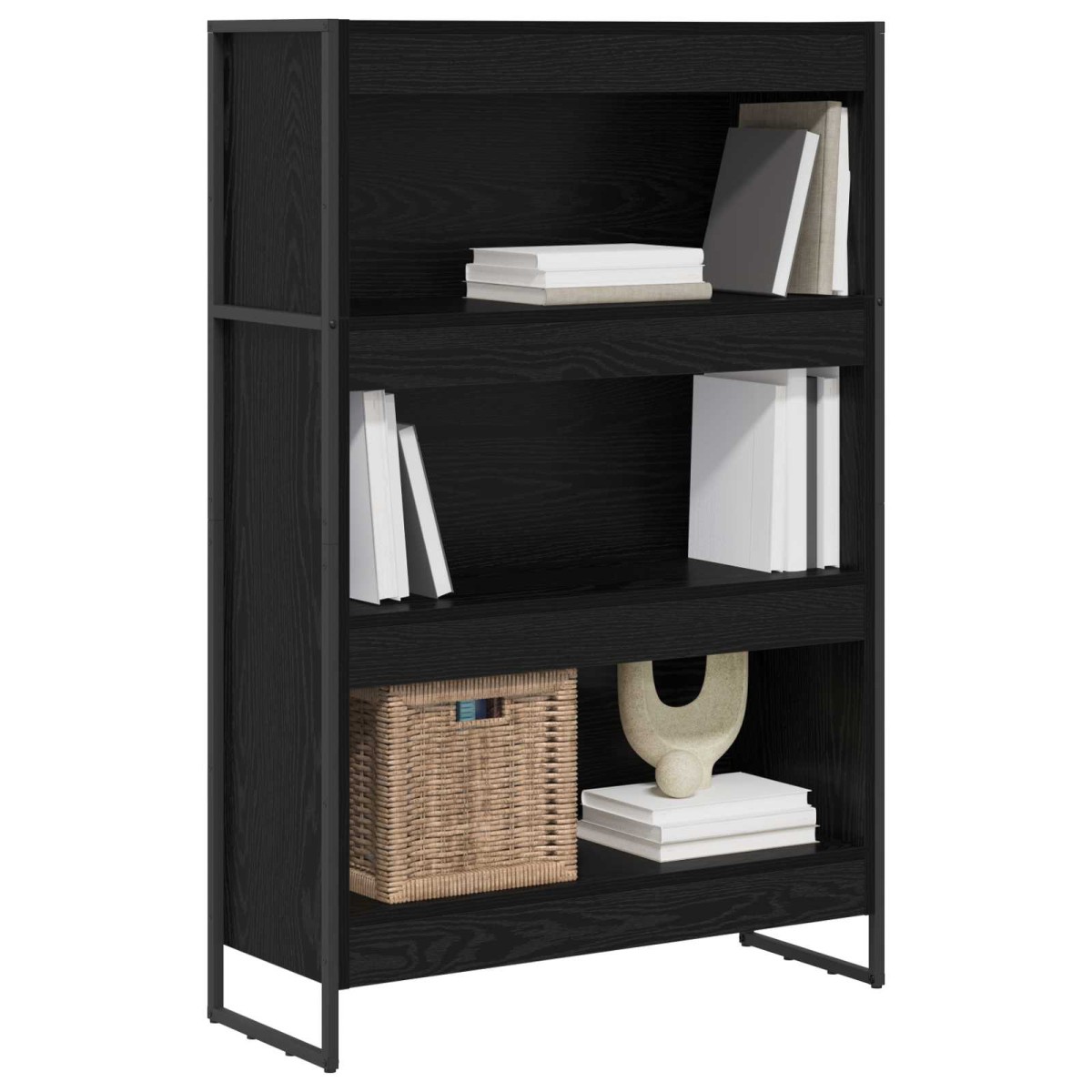 vidaXL Βιβλιοθήκη 80 x 30 x 121 εκ Επεξεργασμένο Ξύλο Μαύρη Οξυά