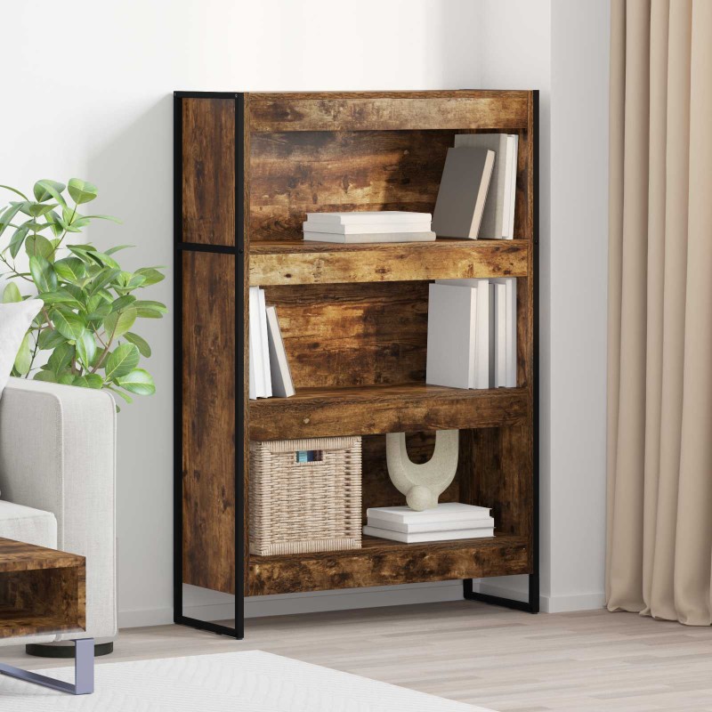 vidaXL Βιβλιοθήκη 80 x 30 x 121 εκ Επεξεργασμένο Ξύλο Καπνιστό Δρύς