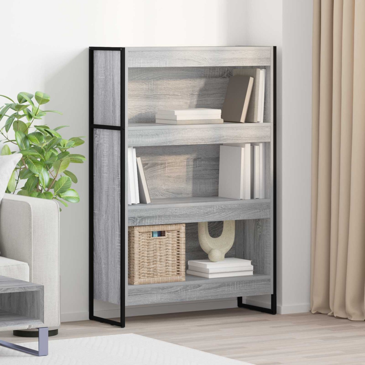 vidaXL Βιβλιοθήκη 80 x 30 x 121 εκ Επεξεργασμένο Ξύλο Γκρίζο Σονομα