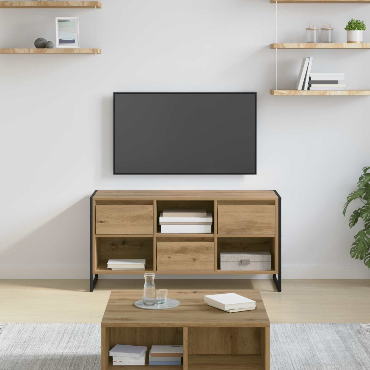 vidaXL Ντουλάπι TV 100 x 36 x 49,5 εκ Καρυδιά Χειροποίητης Εργασίας