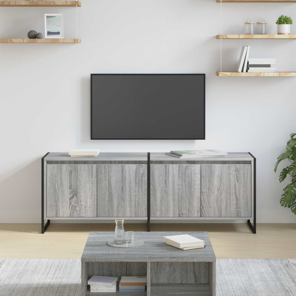 vidaXL Ντουλάπι TV 140 x 36 x 49.5 εκ Γκρίζο Σονομα Επεξεργασμένο Ξύλο