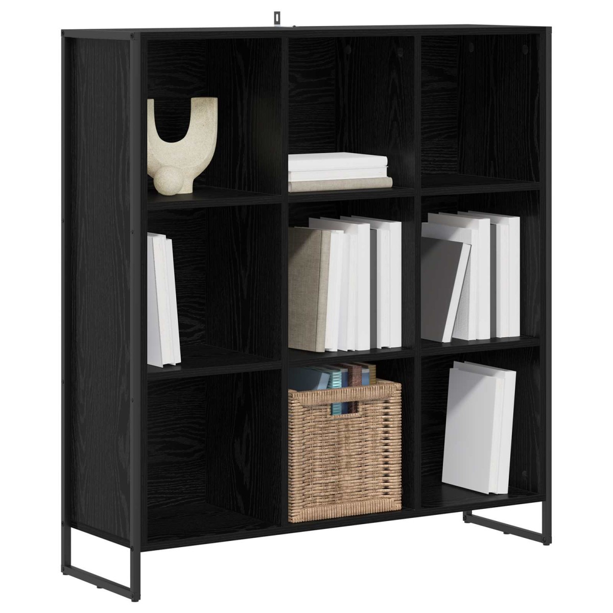 vidaXL Βιβλιοθήκη 99.5 x 30 x 108.5 εκ Επεξεργασμένο Ξύλο Μαύρη Οξυά