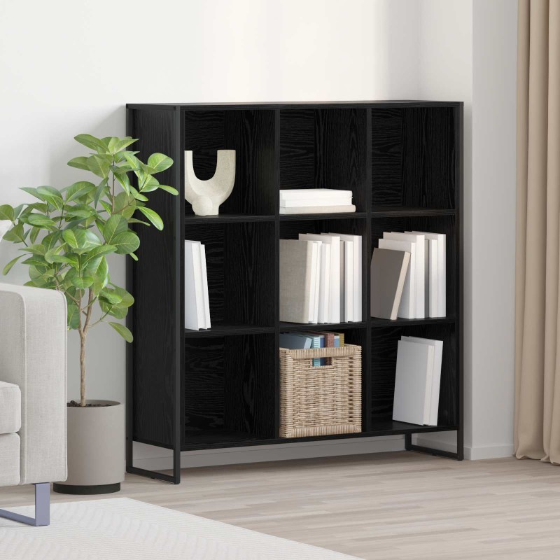 vidaXL Βιβλιοθήκη 99.5 x 30 x 108.5 εκ Επεξεργασμένο Ξύλο Μαύρη Οξυά