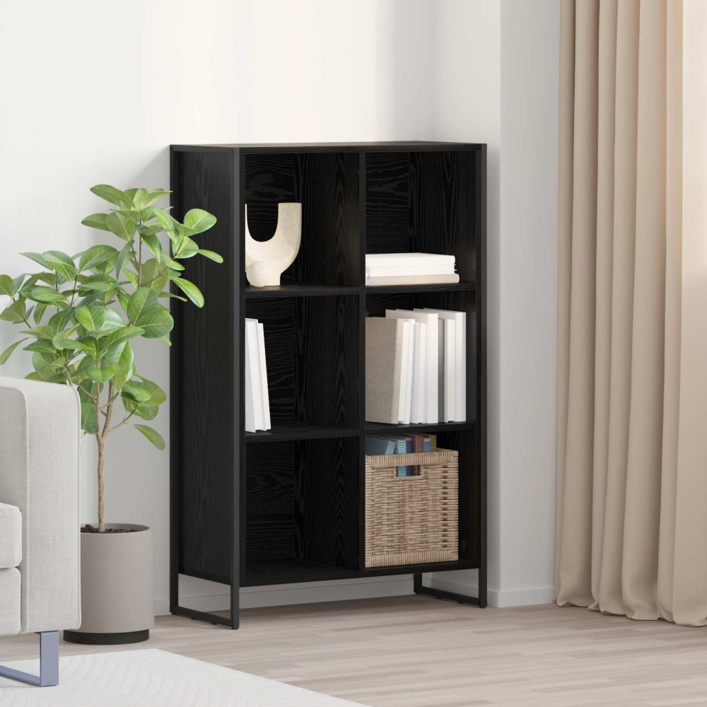 vidaXL Βιβλιοθήκη 99.5 x 30 x 108.5 εκ Επεξεργασμένο Ξύλο Μαύρη Οξυά