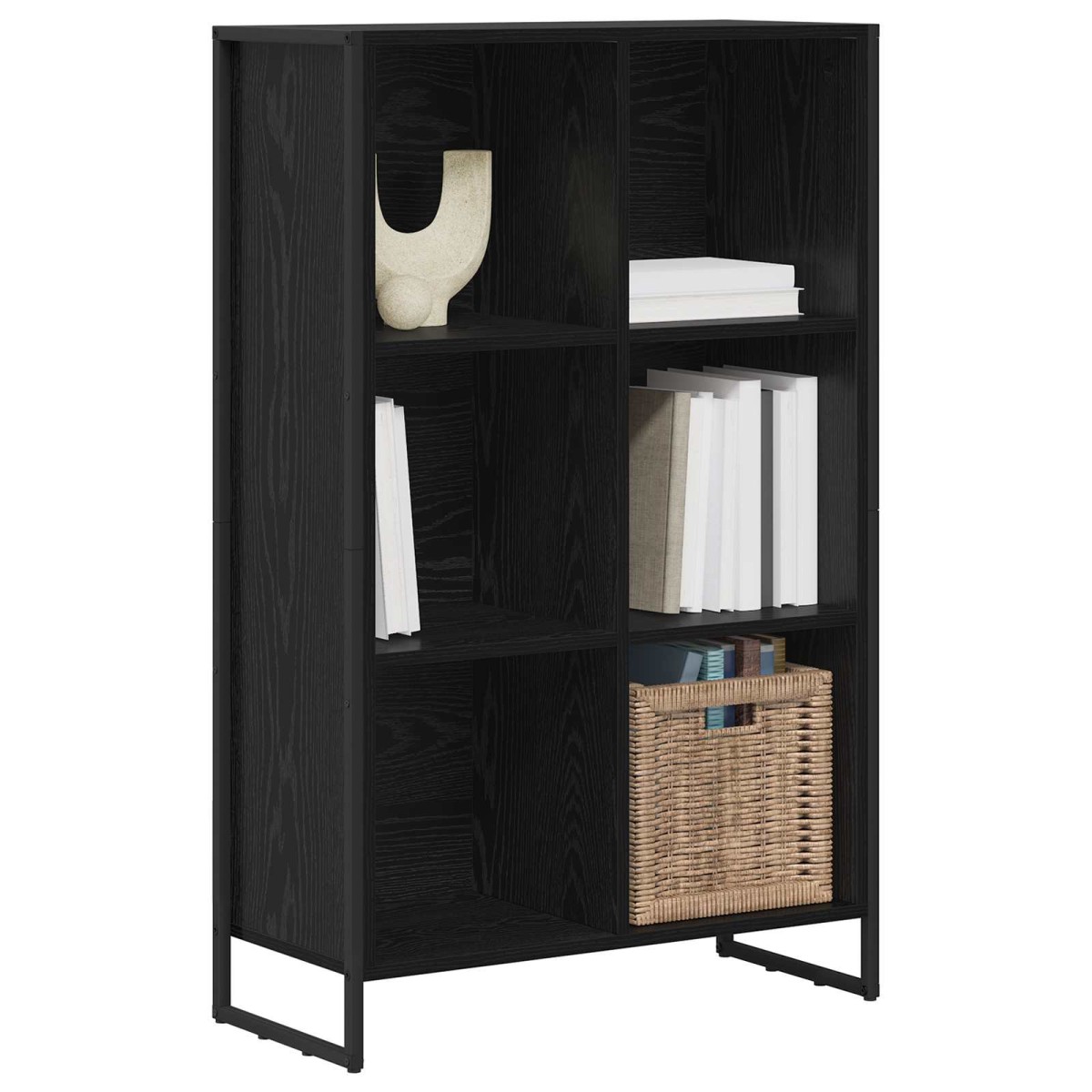 vidaXL Βιβλιοθήκη 99.5 x 30 x 108.5 εκ Επεξεργασμένο Ξύλο Μαύρη Οξυά