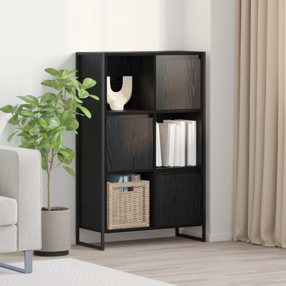 vidaXL Βιβλιοθήκη 68 x 30 x 108.5 εκ. Επεξεργασμένο Ξύλο Μαύρη Οξυά