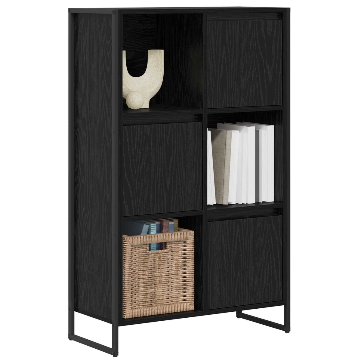 vidaXL Βιβλιοθήκη 68 x 30 x 108.5 εκ. Επεξεργασμένο Ξύλο Μαύρη Οξυά