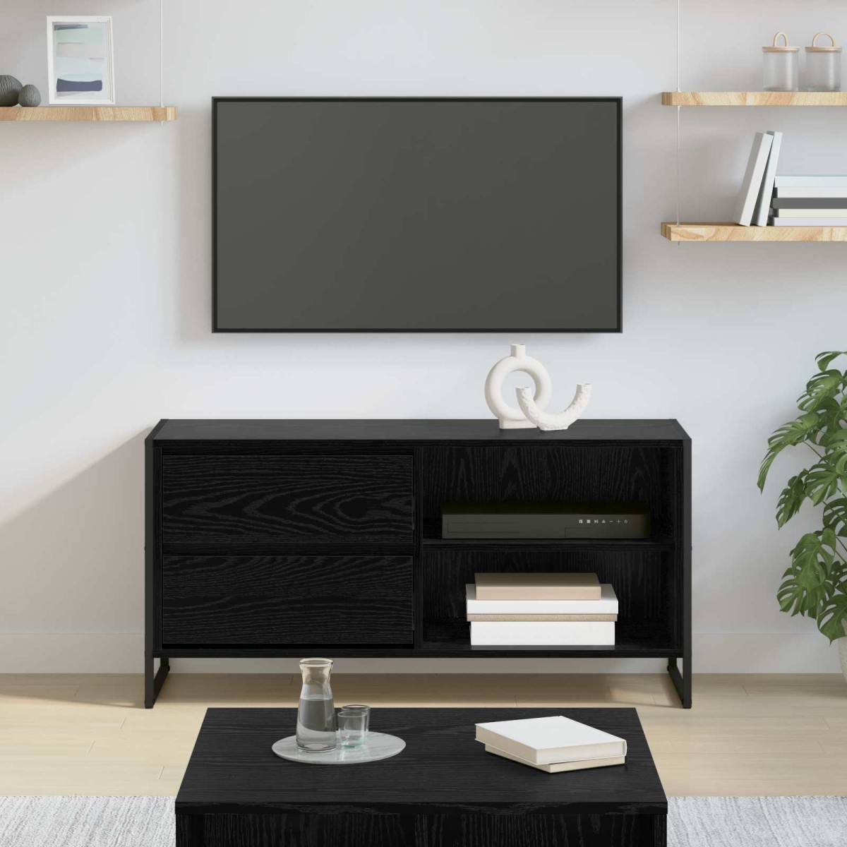 vidaXL Ντουλάπι TV 100 x 36 x 49,5 εκ Μαύρη Οξυά Επεξεργασμένο Ξύλο