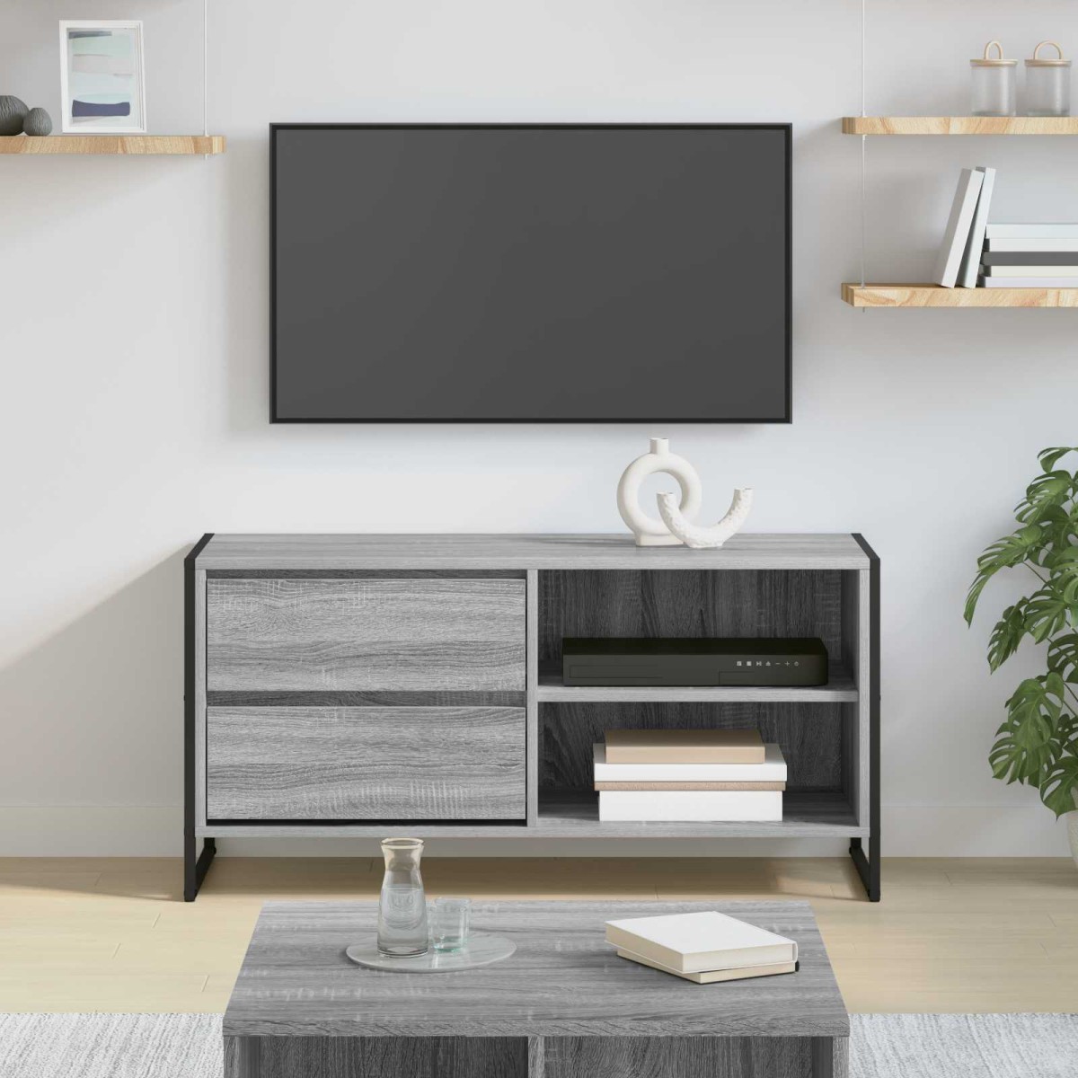 vidaXL Ντουλάπι TV 100 x 36 x 49,5 εκ Γκρίζο Σονομα Επεξεργασμένο Ξύλο