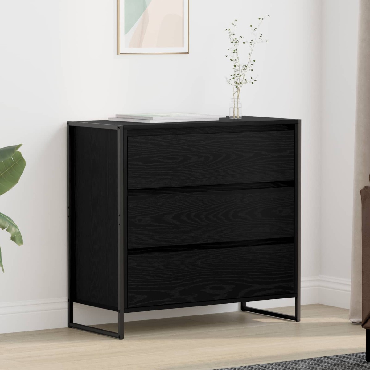 vidaXL Πλαϊνό γραφείο Μαύρη Οξυά 79 x 36 x 75.5 εκ. Επεξεργασμένο Ξύλο