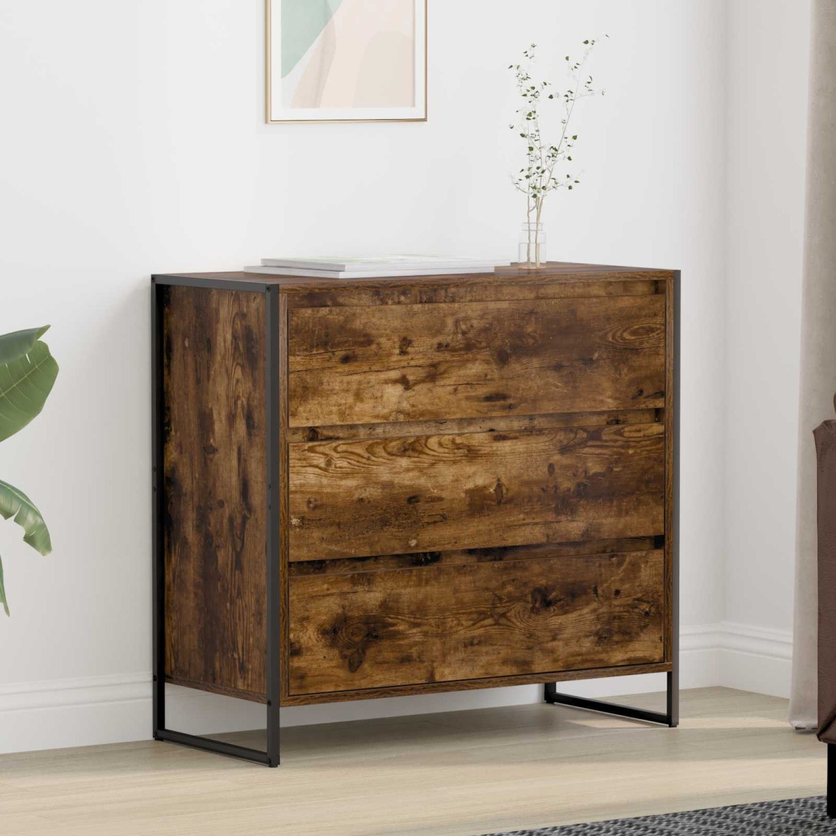 vidaXL Πλαϊνό γραφείο Καπνιστό Δρύς 79 x 36 x 75.5 εκ.