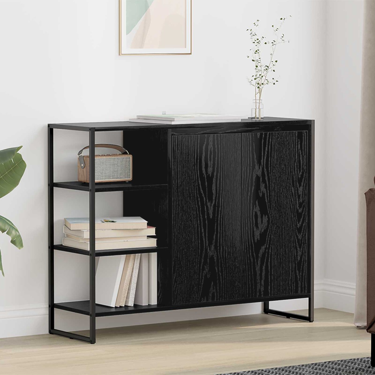 vidaXL Βοηθητικό ντουλάπι Μαύρη Οξυά 96.5 x 30 x 75 εκ